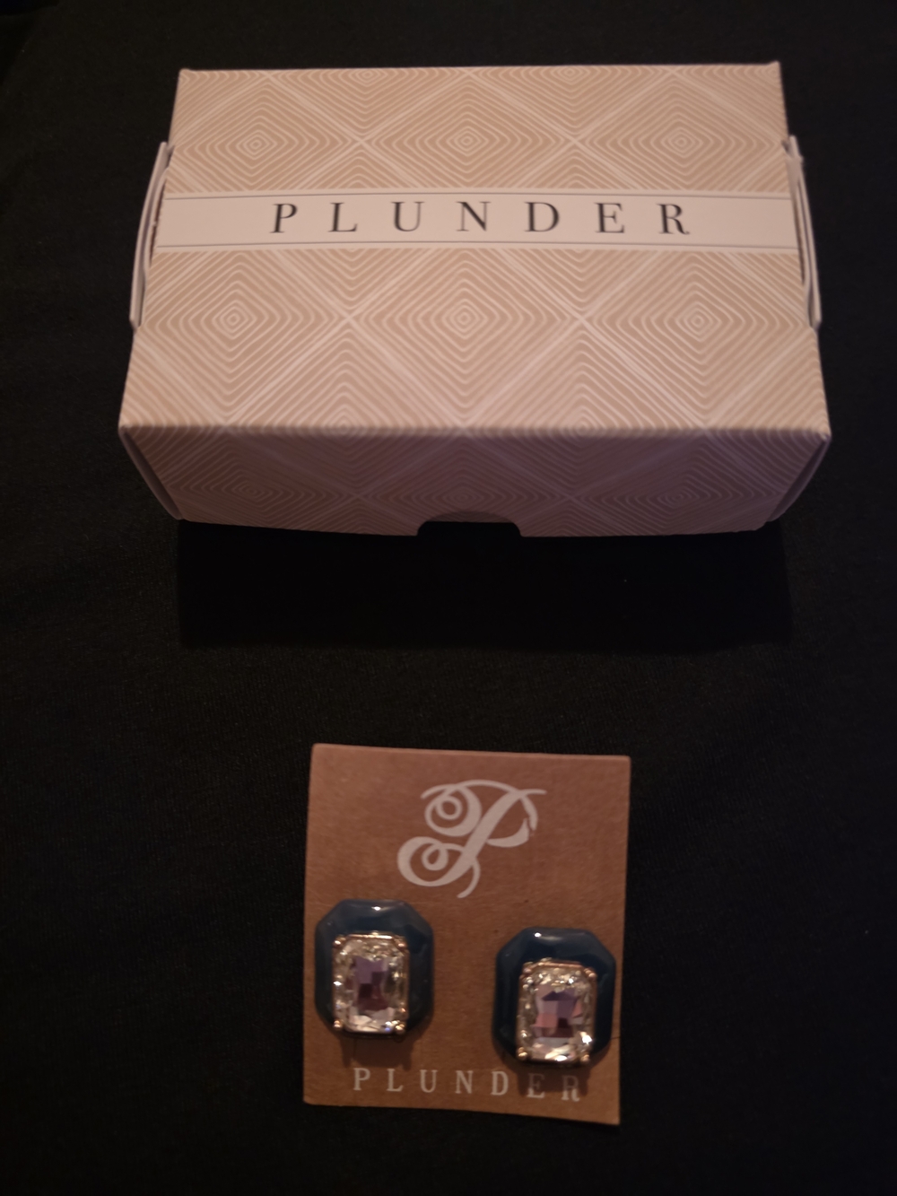 Plunder Gold and Blue Crystal Octagon Stud Earrings